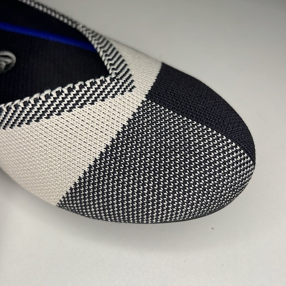 Rothys  Flat Captoe Black Cream Buffalo Plaid Knit Ballet Round Toe Women’s 8.5 - Picture 5 of 16